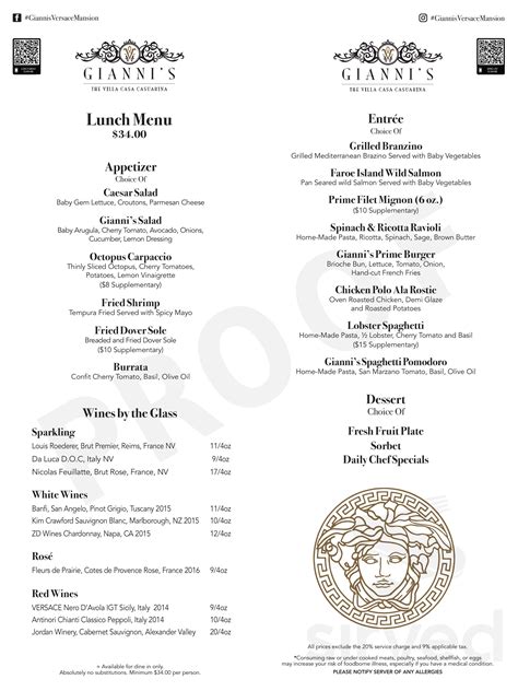 gianni versace menu|versace mansion restaurant reservations.